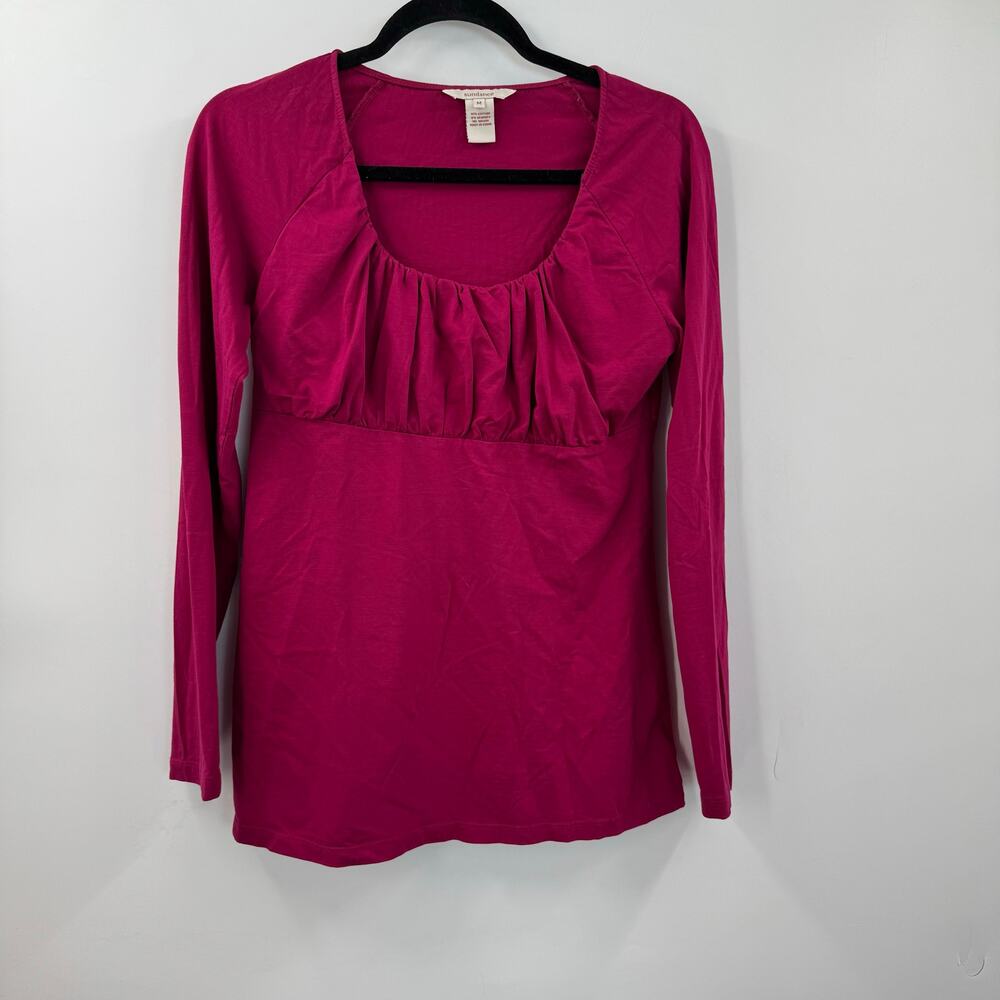 Sundance pink pleated bust long sleeve top